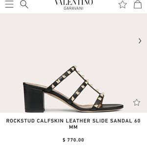 Valentino ROCKSTUD CALFSKIN LEATHER SLIDE SANDAL 60 MM